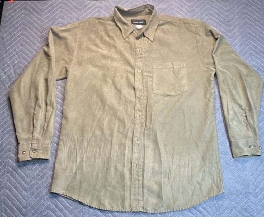 Stone Creek Olive Green Faux Suede Long Sleeve Button Up Shirt XL